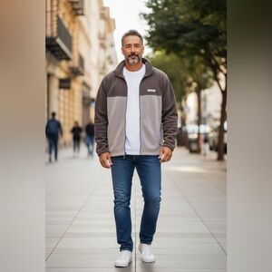 Columbia Dark and Light Gray Fleece Jacket